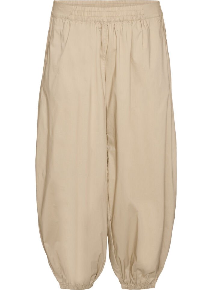 Ballongbyxor med fickor och res&aring;r i midjan, Beige, Packshot image number 0