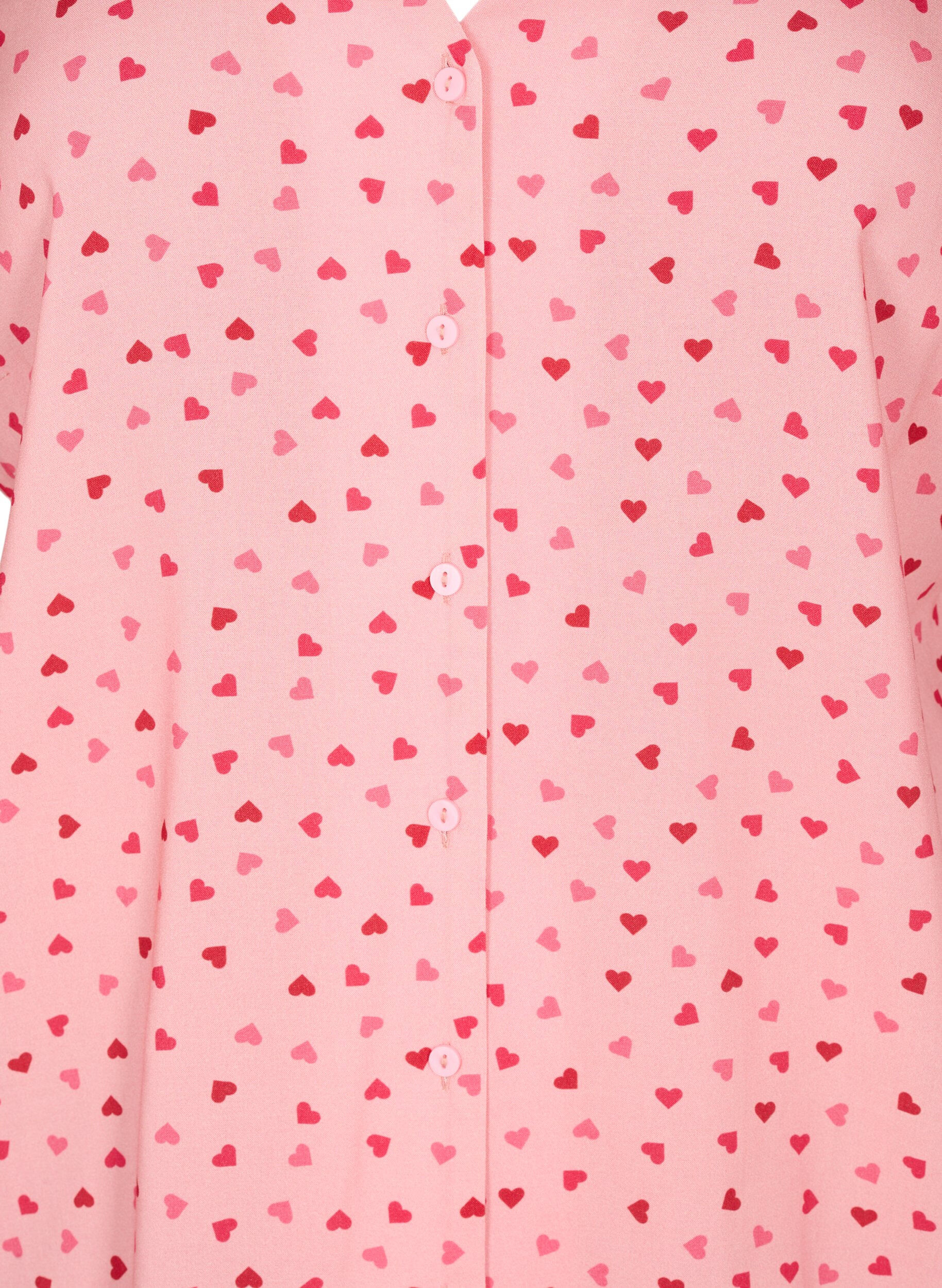 Zizzi M&ouml;nstrad pyjamastr&ouml;ja i viskos, Rosa, Packshot image number 2