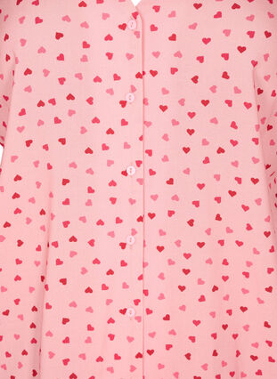 Mönstrad pyjamaströja i viskos, Pink Icing W. hearts, Packshot image number 2