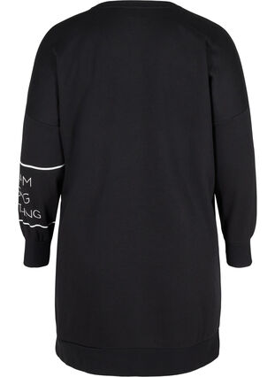 Långärmad sweatshirtklänning med text, Black, Packshot image number 1