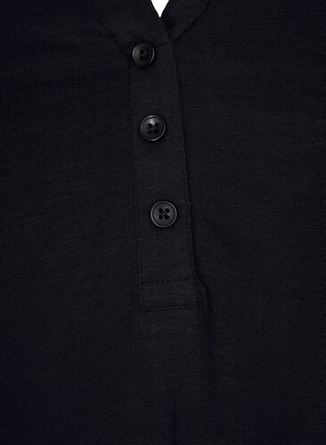 Blus i bomull med 3/4-ärmar, Black, Packshot image number 2