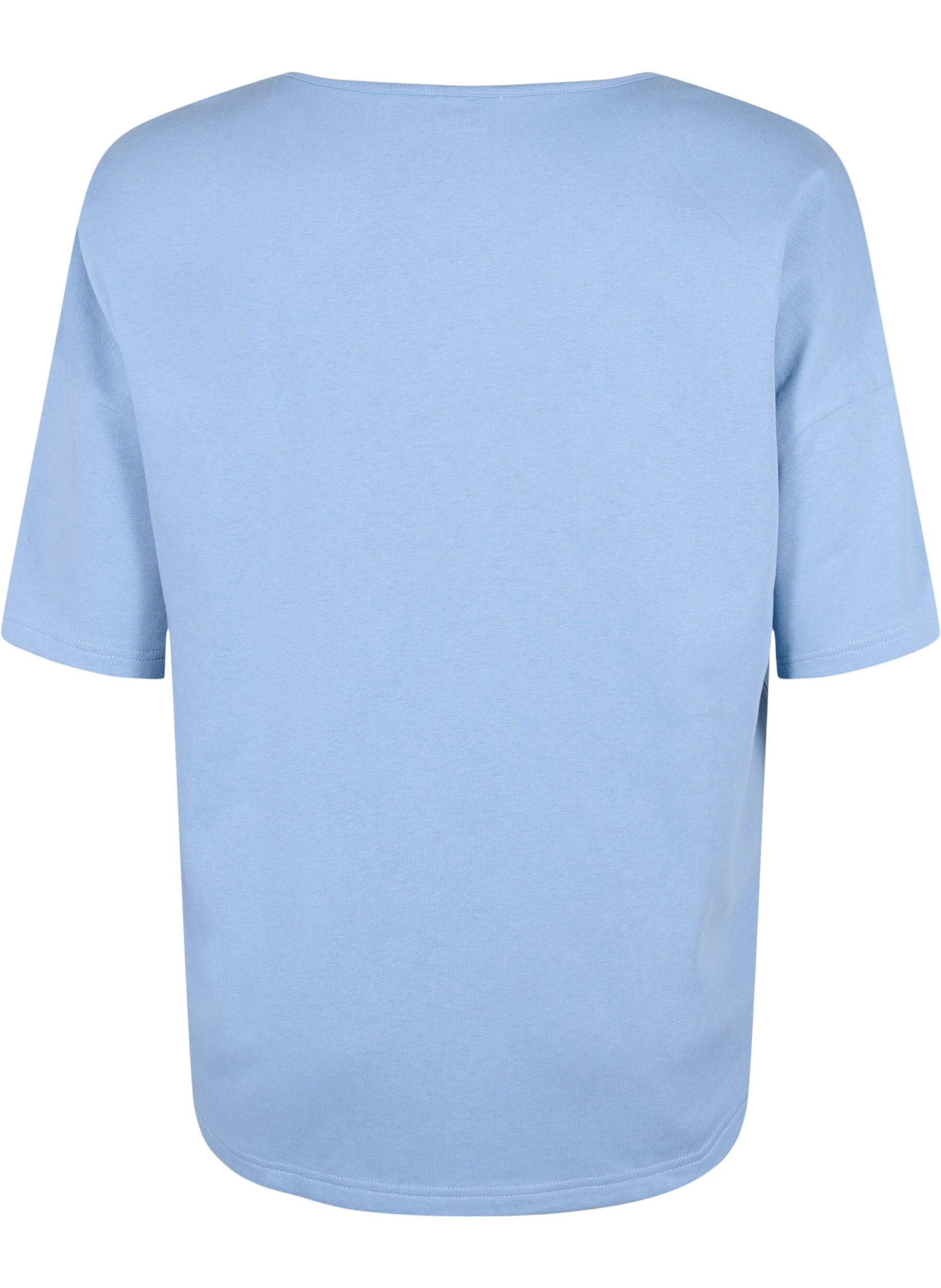 Zizzi Blus med halvl&aring;nga &auml;rmar, Faded Denim, Packshot image number 1