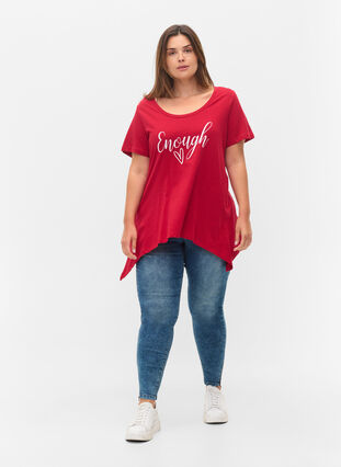 A-linjeformad t-shirt i bomull, Tango Red ENOUGH, Model image number 2
