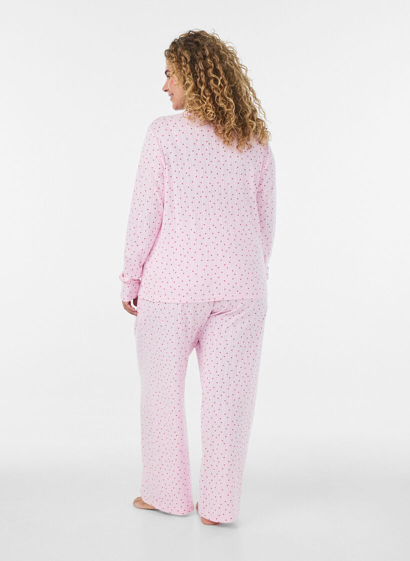 Kofta i ekologisk bomull med h&aring;lbrodyr, Rosa, Model image number 2