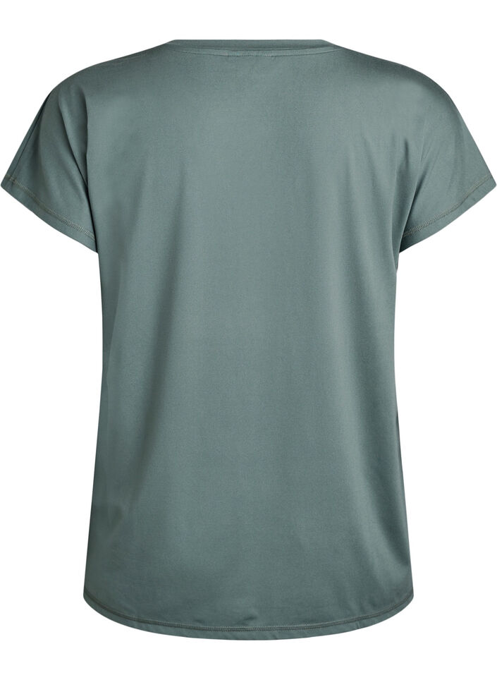 Tr&auml;nings t-shirt med v-ringning och l&ouml;s passform, Gr&ouml;n, Packshot image number 1
