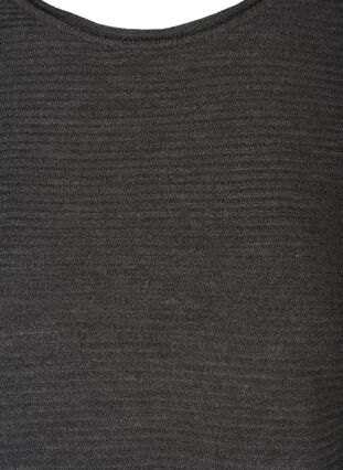 Ribbstickad blus med rund hals, Dark Grey Melange, Packshot image number 2