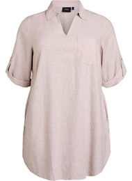 Tunika i linne och viskos med A-linjeform, Beige