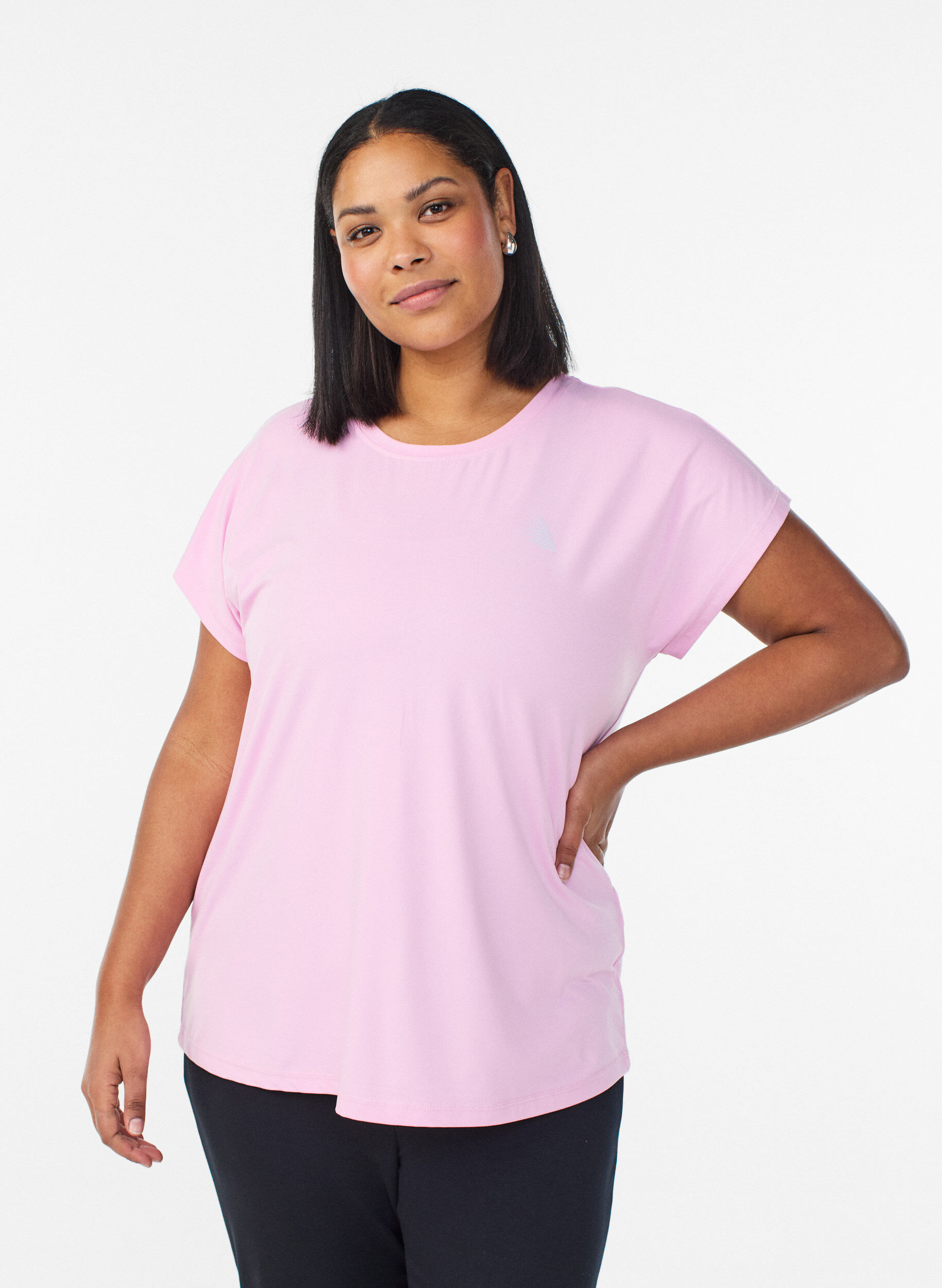 Enf&auml;rgad tr&auml;nings-T-shirt, Rosa, Model