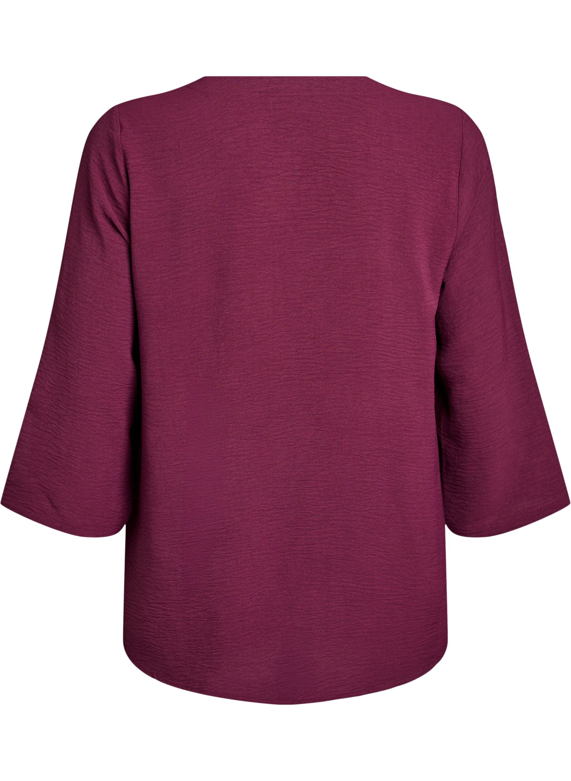 ZizziBlus med 3/4-&auml;rm, M&ouml;rk Bordeaux, Packshot image number 1