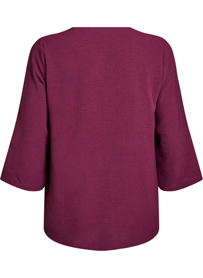 Blus med 3/4-&auml;rm, M&ouml;rk Bordeaux, Packshot image number 1
