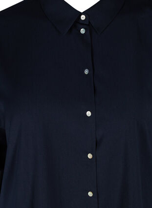 Skjortblus med 3/4-ärmar och snören på sidan, Medieval Blue, Packshot image number 2