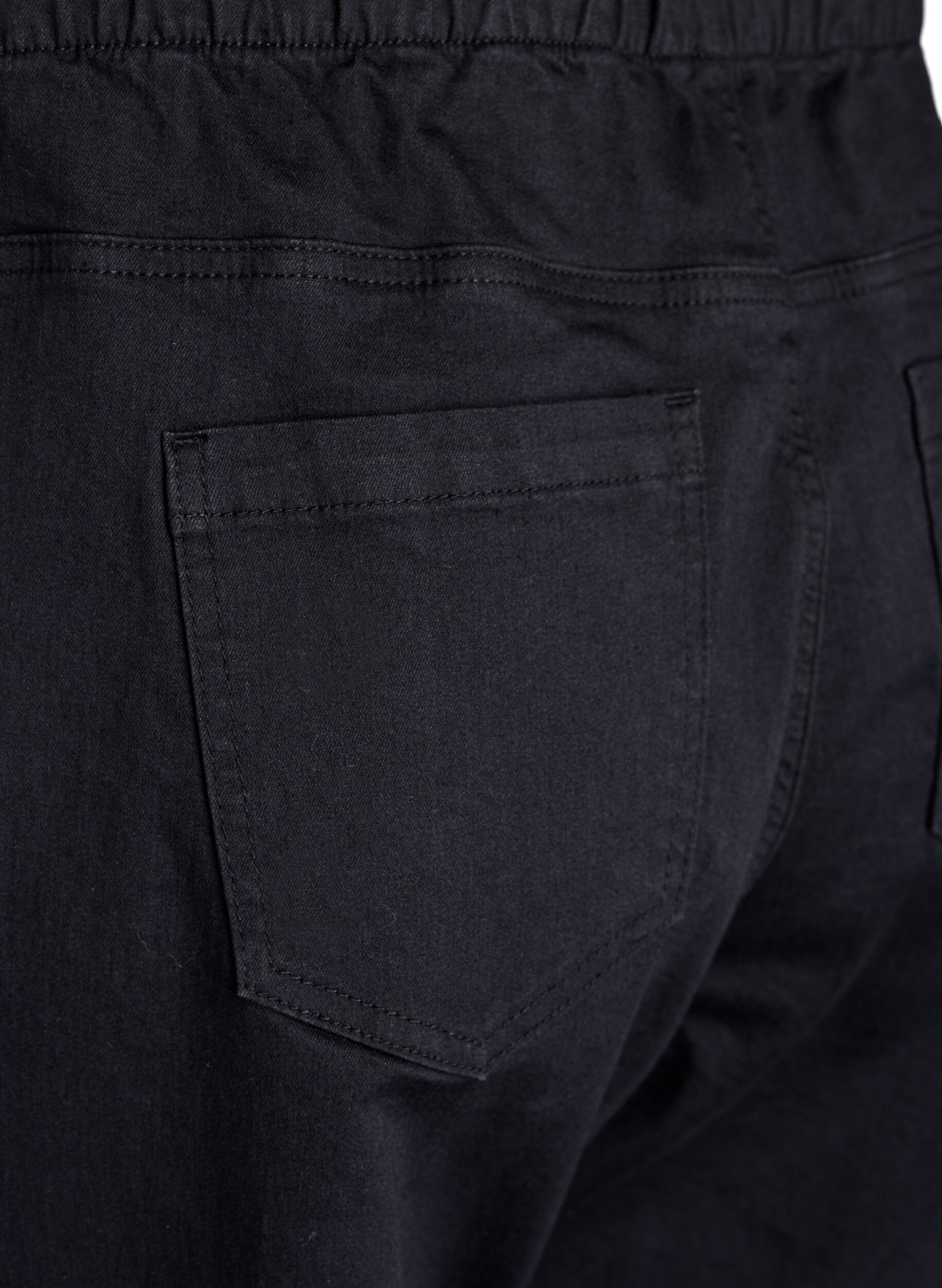 ZizziJoggingbyxor i denim med fickor, Svart, Packshot image number 3