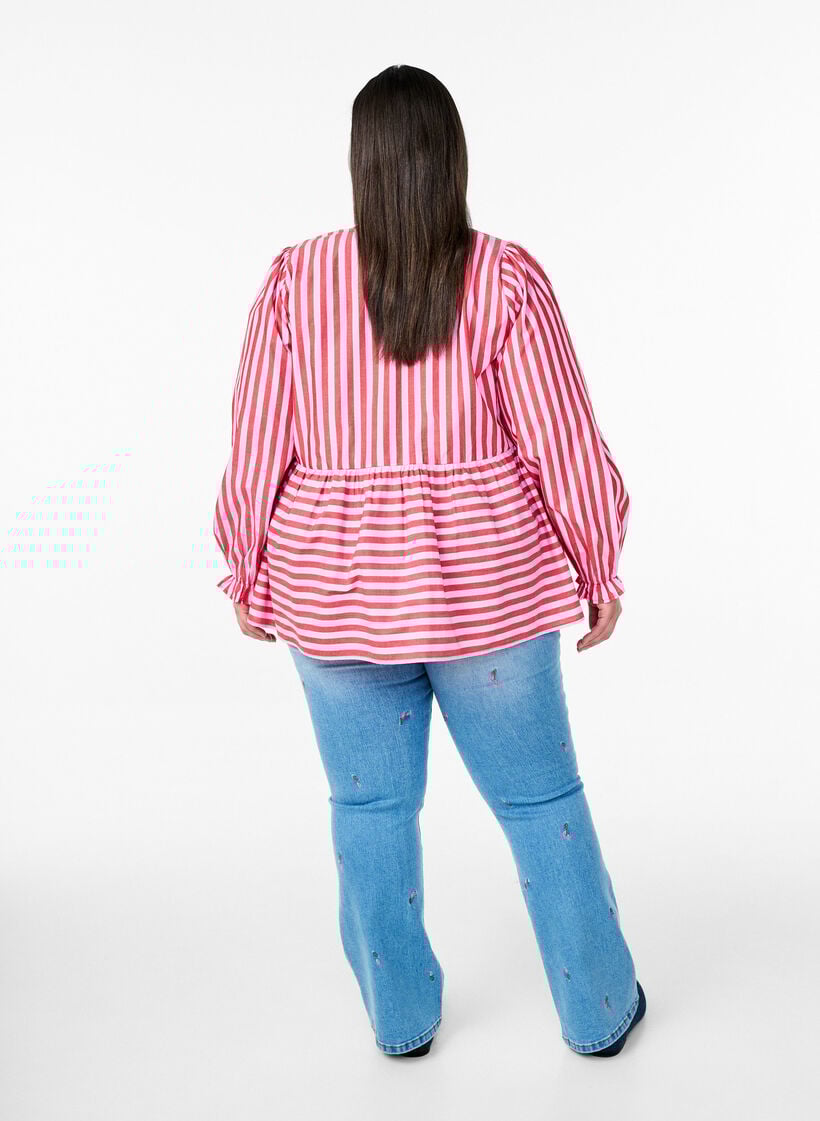 Bootcut-jeans med broderade blommor, Blå, Model image number 1