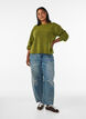 Stickad blus med knappdetalj, Gr&ouml;n, Model image number 1