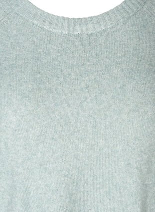 Melerad stickad tröja med knappar i sidan, Granite Green Mel., Packshot image number 2