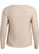 Jerseyblus med fyrkantig halsringning och ribbad textur, Beige, Packshot image number 1