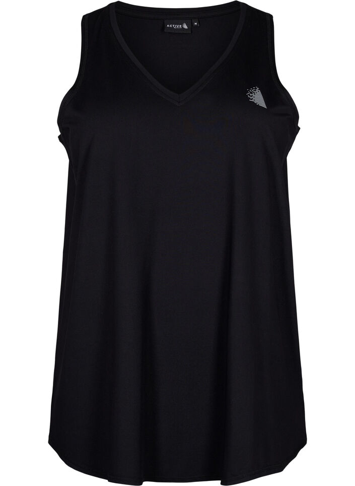 Träningstopp med V-ringning, Black, Packshot image number 0