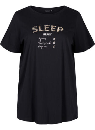 Oversize sovtröja i ekologisk bomull, Black Sleep, Packshot image number 0