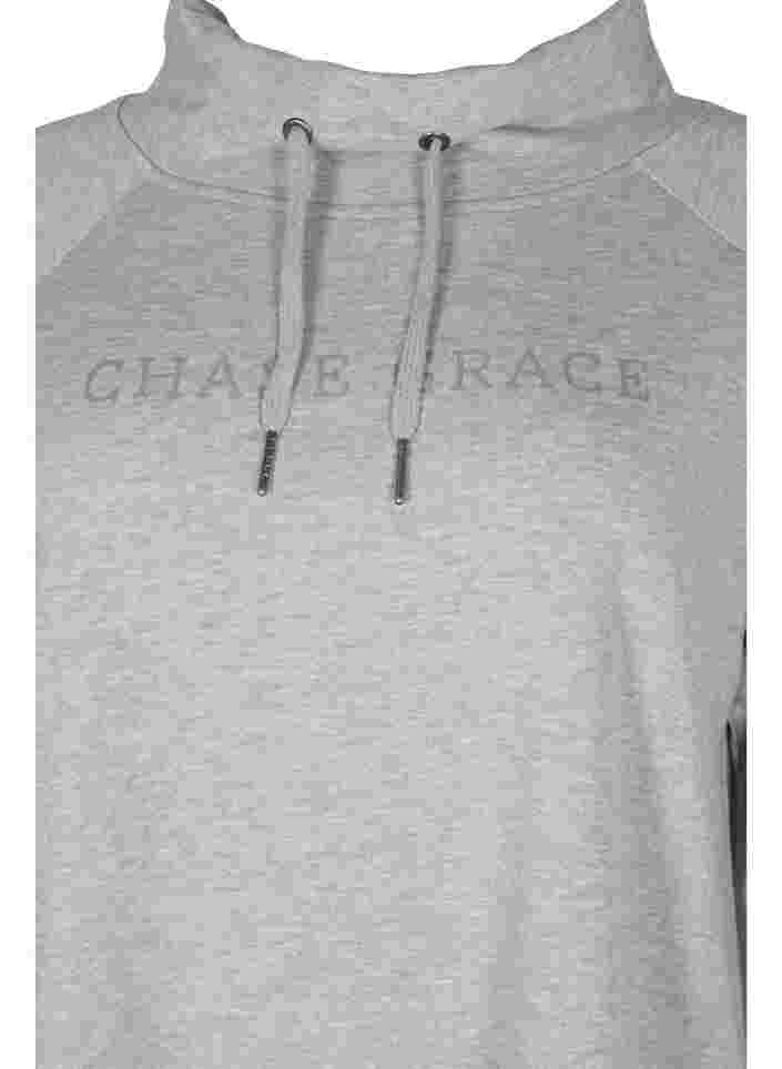 Sweatshirt med hög krage, Light Grey Melange, Packshot image number 2