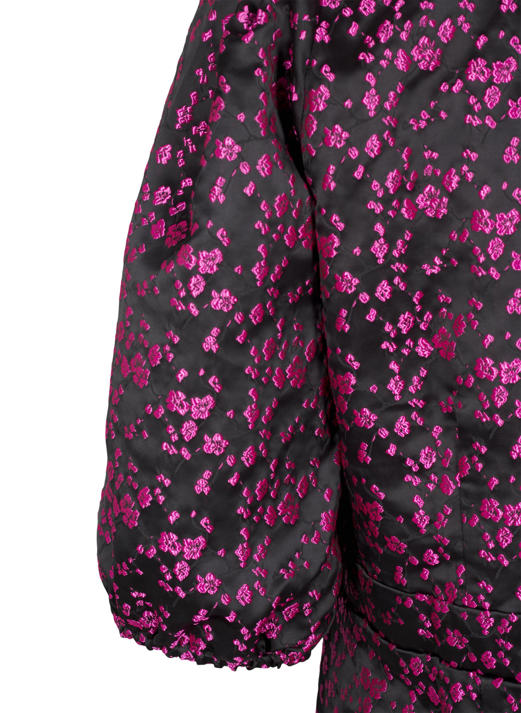 Zizzi Kn&auml;l&aring;ng kl&auml;nning med broderade blommor, Black Pink Flower, Packshot image number 3