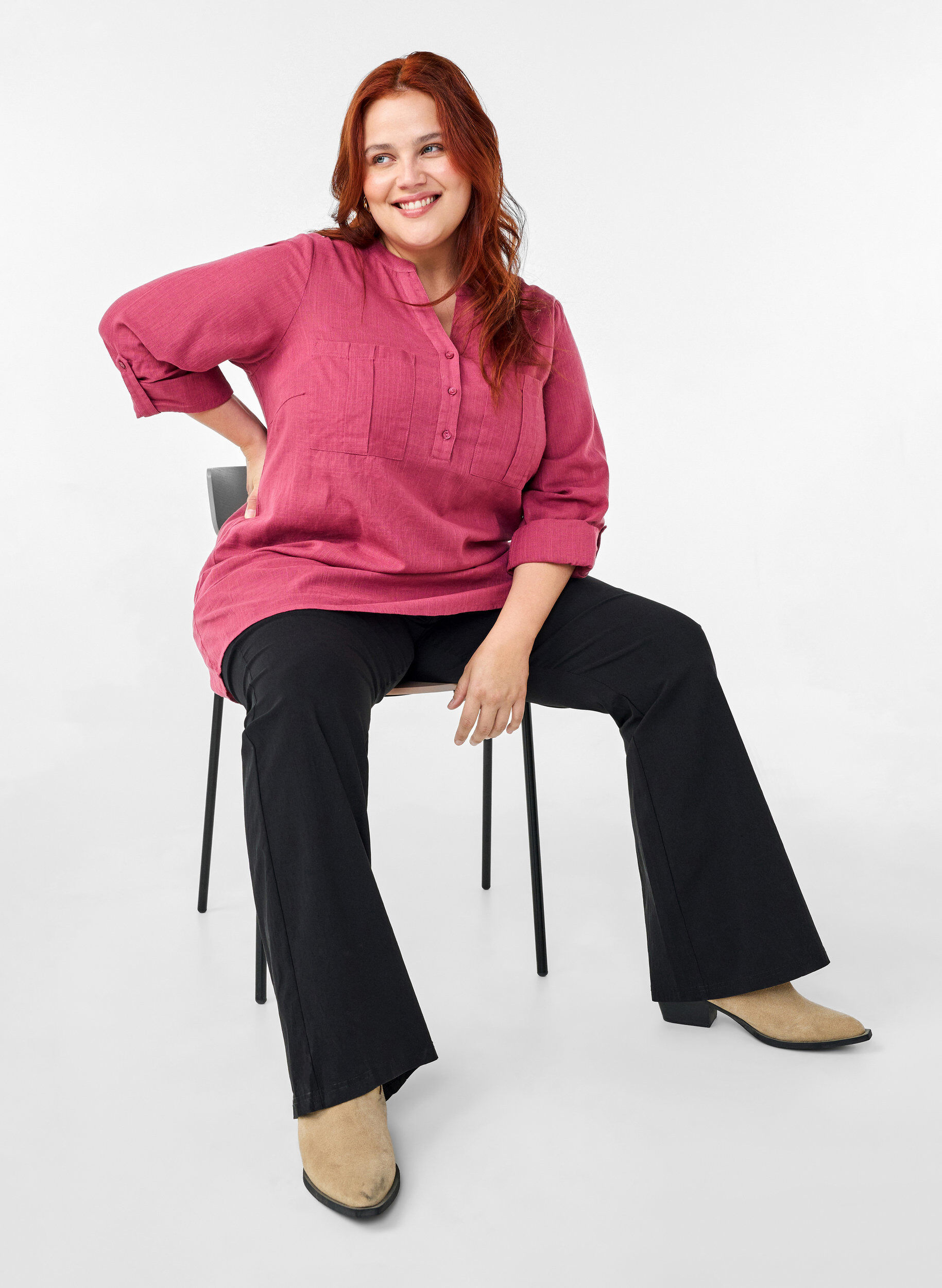 Zizzi Tunika i bomull med 3/4-&auml;rmar, Malaga, Image image number 0