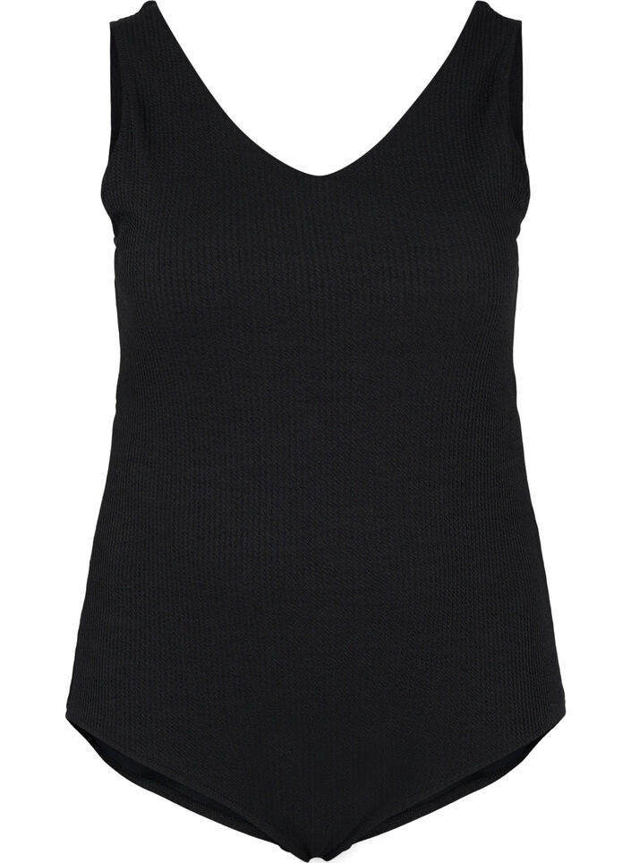 Baddräkt med korsad rygg, Black, Packshot image number 0