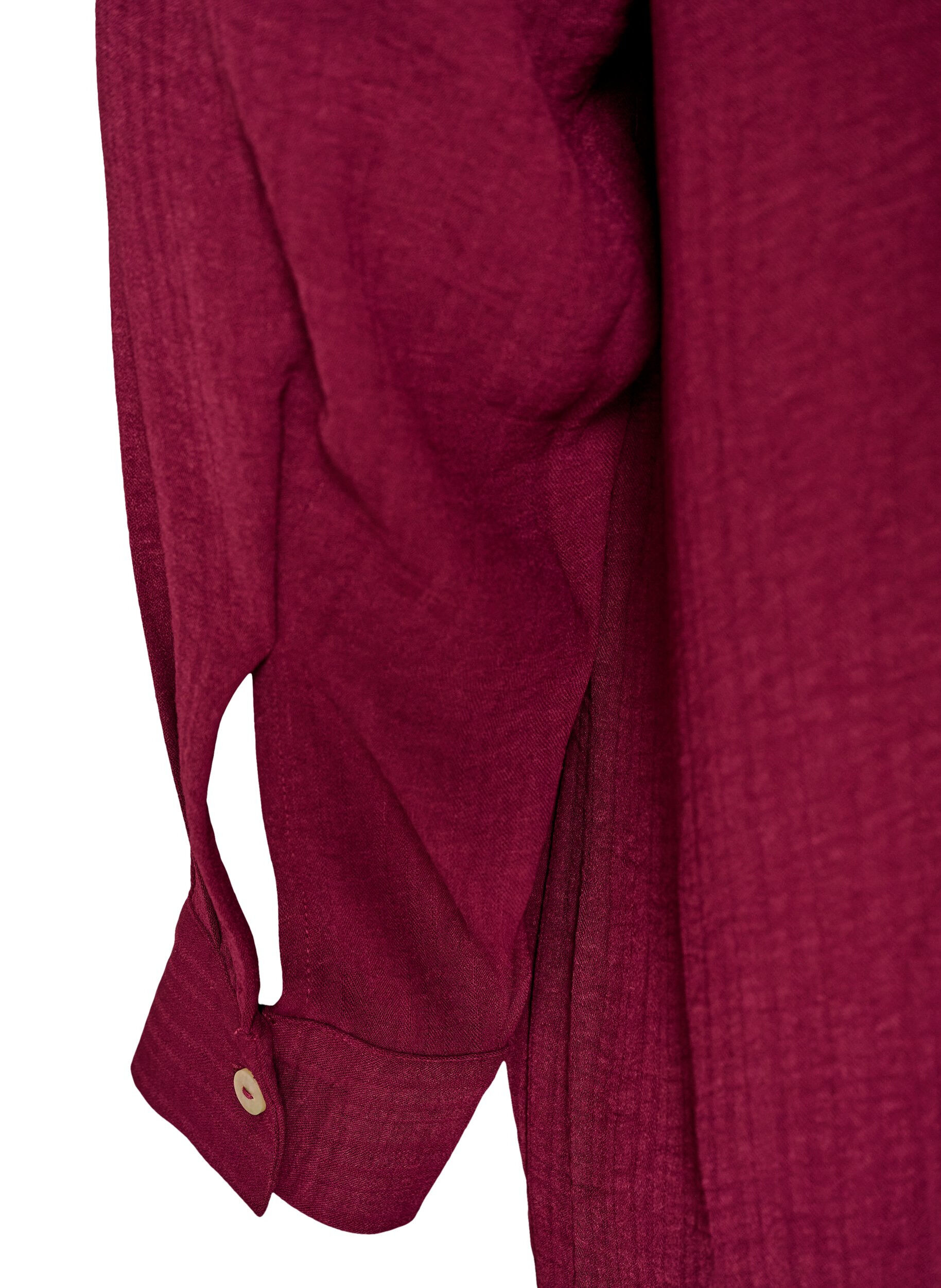 ZizziL&aring;ng skjorta med l&auml;tt struktur, R&ouml;d, Packshot image number 3