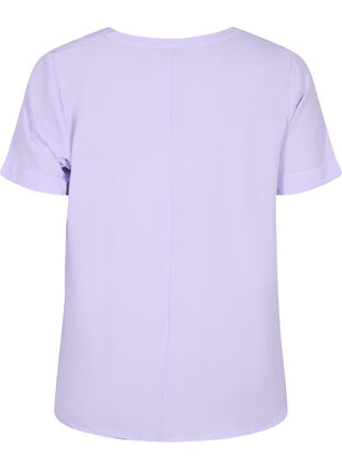Kortärmad blus med v-ringning, Lavender, Packshot image number 1