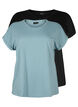 2-pack kort&auml;rmade t-shirtar, Bl&aring;, Packshot image number 0