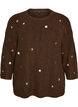 Stickad blus med sm&aring; broderade motiv, Brun, Packshot image number 0