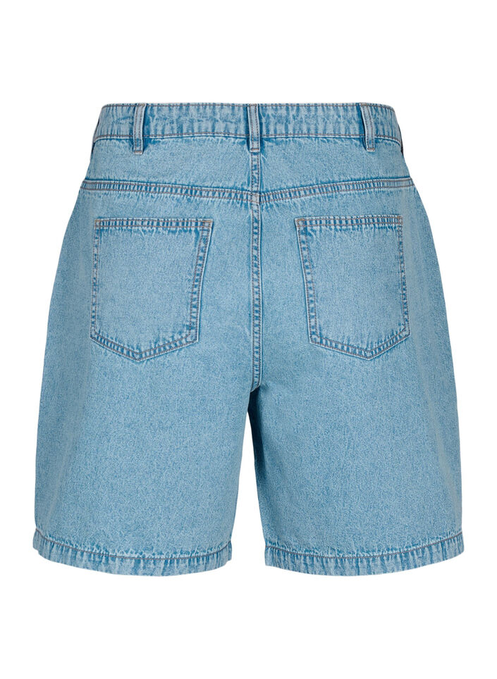 Jeansshorts med hög midja, Light Blue Denim, Packshot image number 1
