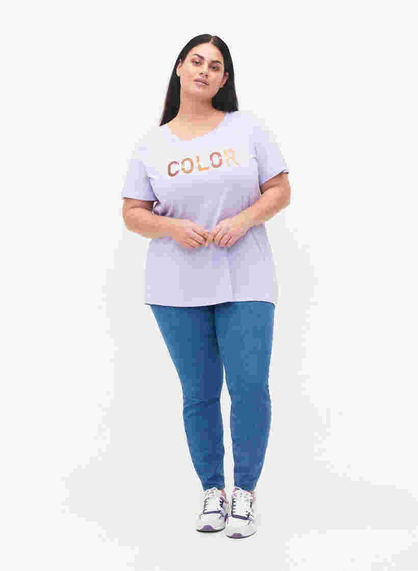 T-shirt i bomull med tryck, Lavender COLOR, Model image number 2