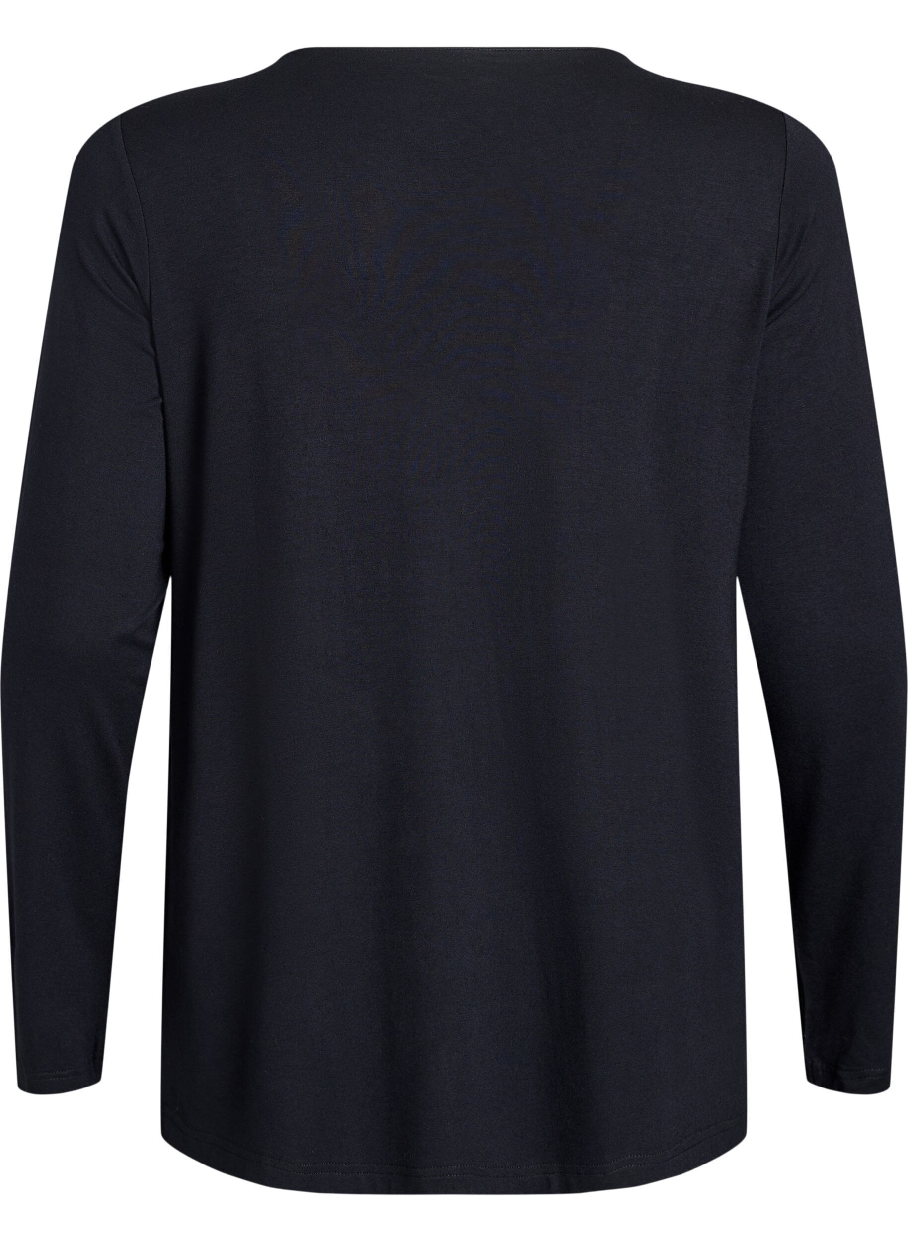 Zizzi Kort kimono i viskos, Svart, Packshot image number 1