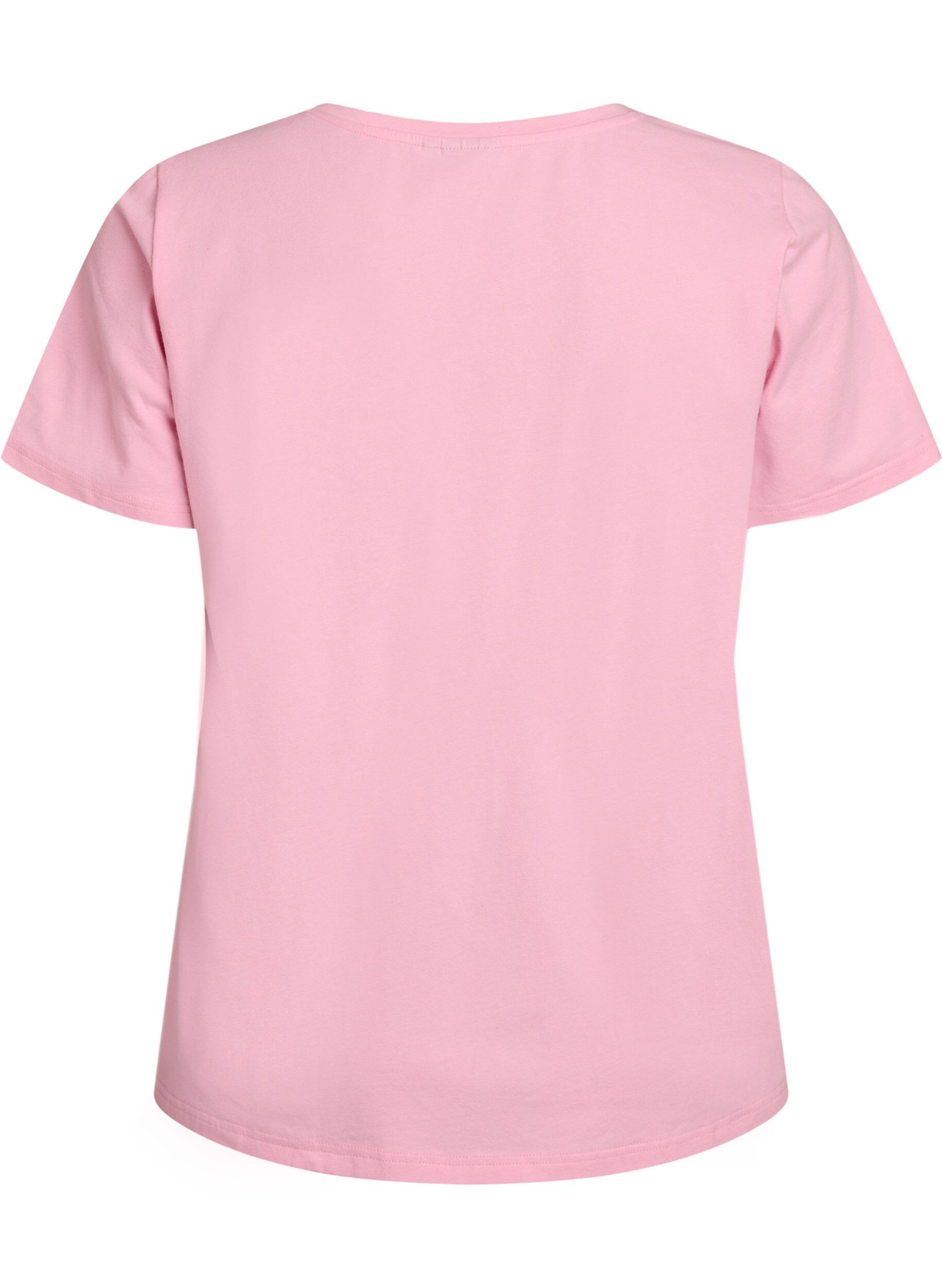 Zizzi Enf&auml;rgad bas-t-shirt i bomull, Rosa, Packshot image number 1