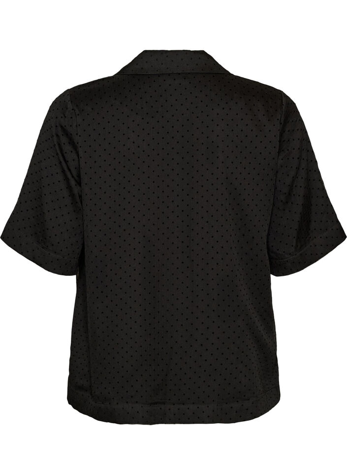 Prickig skjortblus med slag, Svart, Packshot