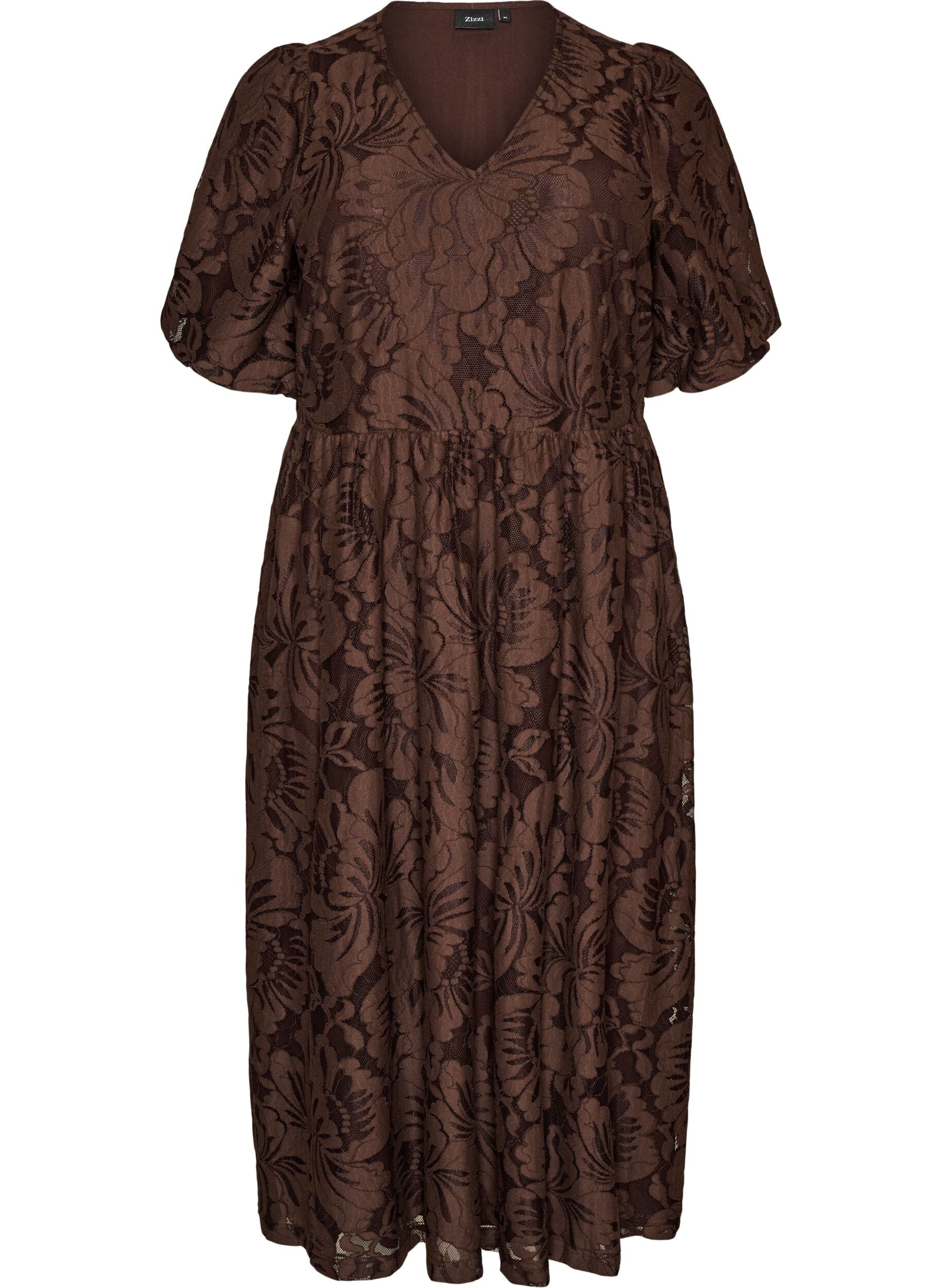 ZizziMidikl&auml;nning i blommig jacquard, Brun, Packshot image number 0