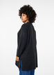 Lång stickad blus med långa ärmar, Dark Grey Melange, Model image number 1