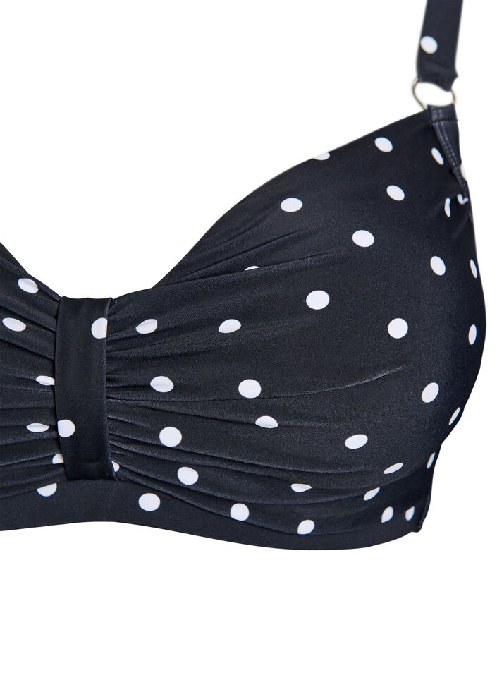 Bikinitopp med bygel och m&ouml;nster, Svart, Packshot image number 2