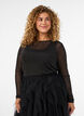 Blus i skir mesh med strass, Svart, Model image number 0