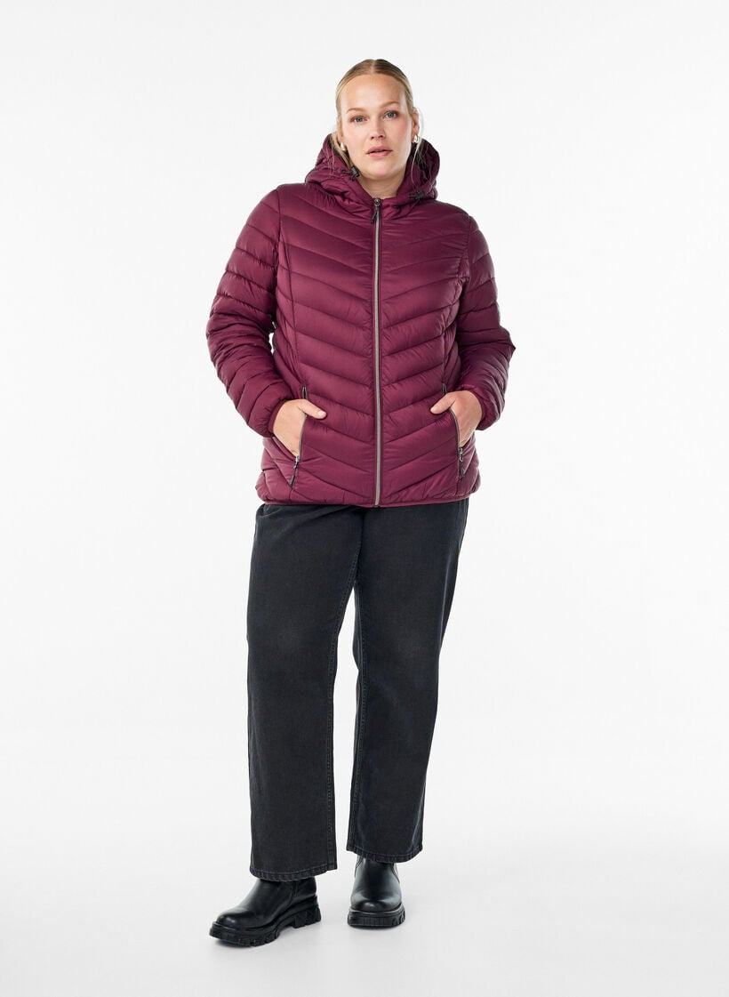 L&auml;ttviktsjacka med huva, M&ouml;rk Bordeaux, Model image number 1