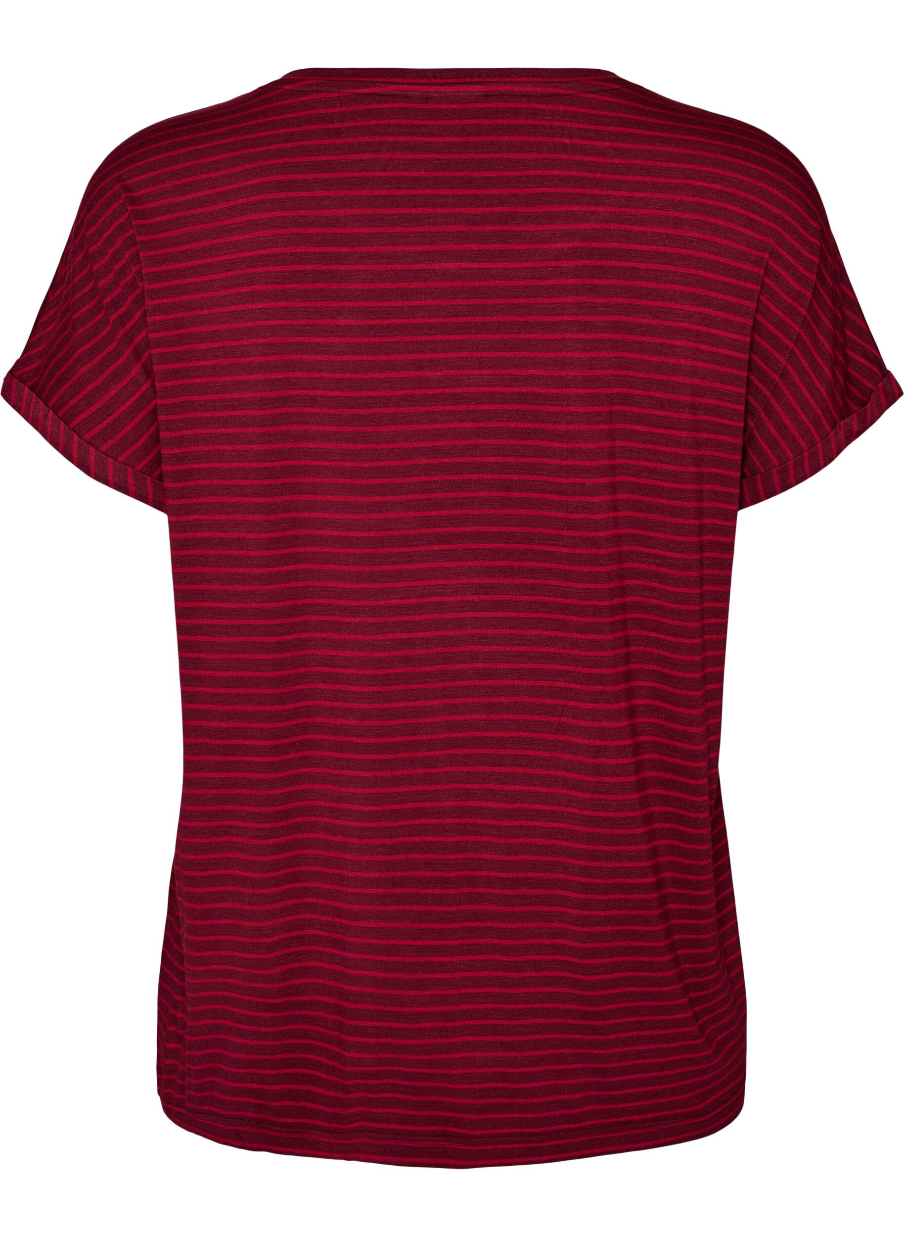 ZizziRandig t-shirt i viskos med rund halsringning, R&ouml;d, Packshot image number 1