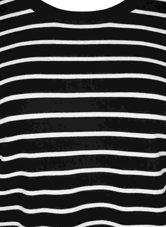 Stickad viskosblus med långa ärmar, Black W/Stripes, Packshot image number 2