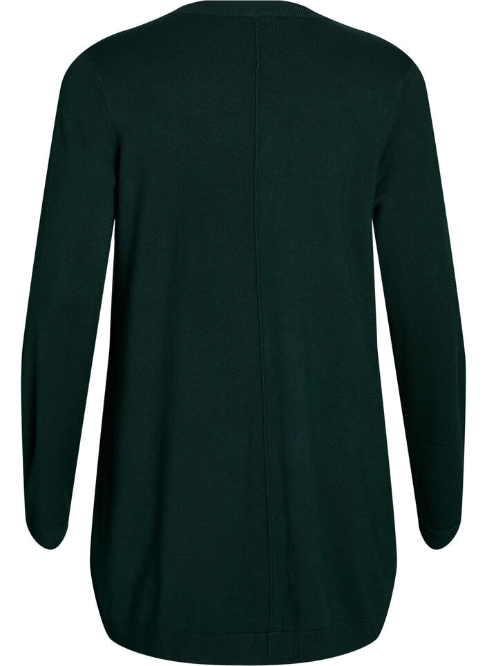 L&aring;ng stickad kofta i viskosblandning, Gr&ouml;n, Packshot image number 1