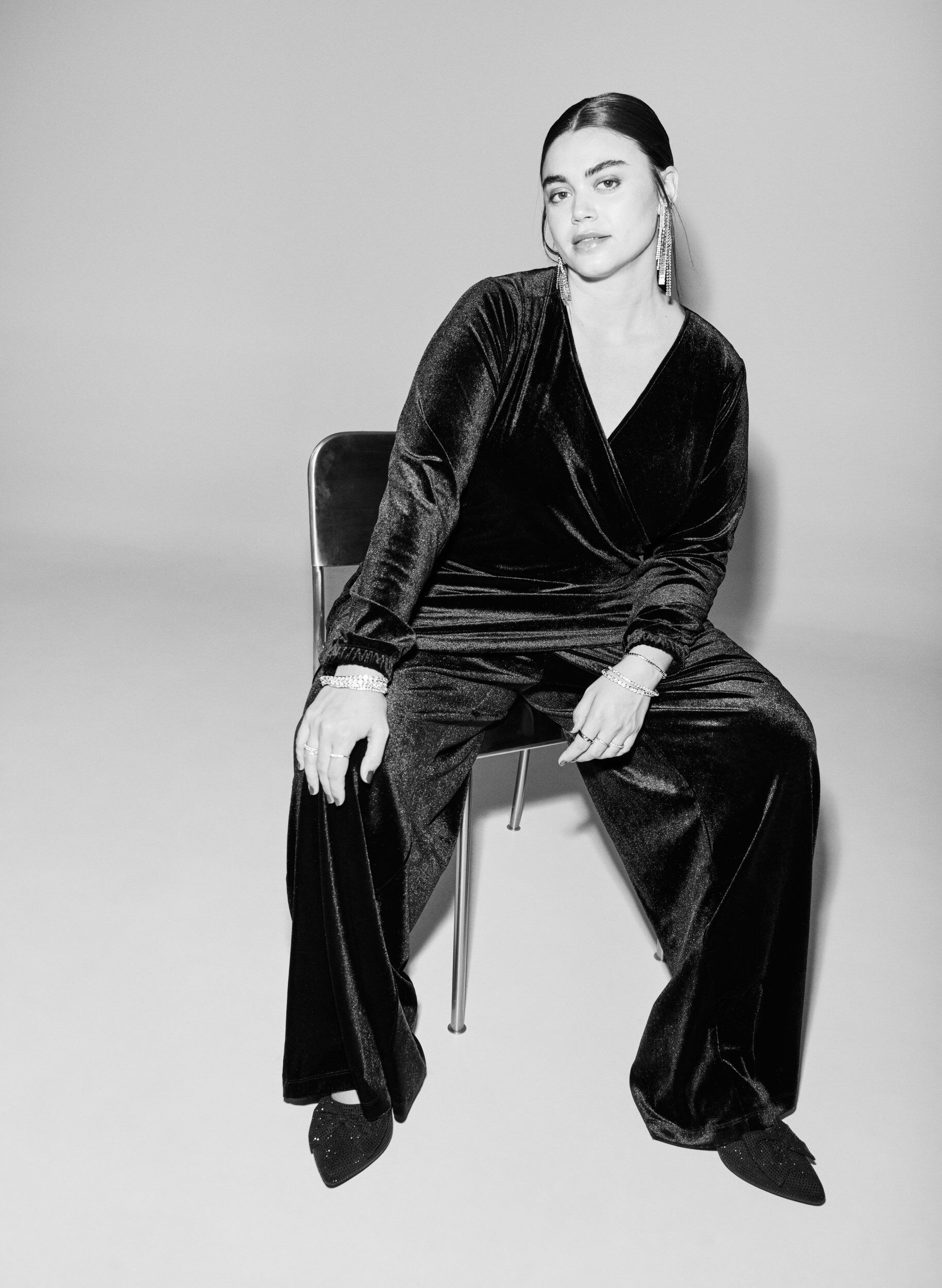 Zizzi Velourbyxor med h&ouml;g midja och vida ben, Svart, Image image number 0