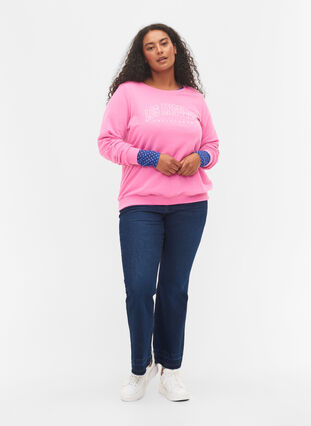 Sweatshirt i bomull med texttryck, Wild Orchid, Model image number 2