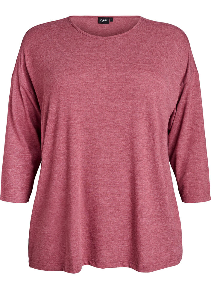 Jerseyblus med 3/4-&auml;rm, Rosa, Packshot image number 0