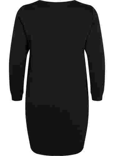 V-ringad sweatshirtklänning, Black, Packshot image number 1