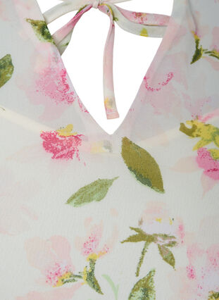 Tunika i blommönster och lurex, White/Pink Flower, Packshot image number 2
