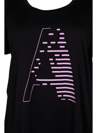 Sport t-shirt med tryck, Black w. Purple A, Packshot image number 2