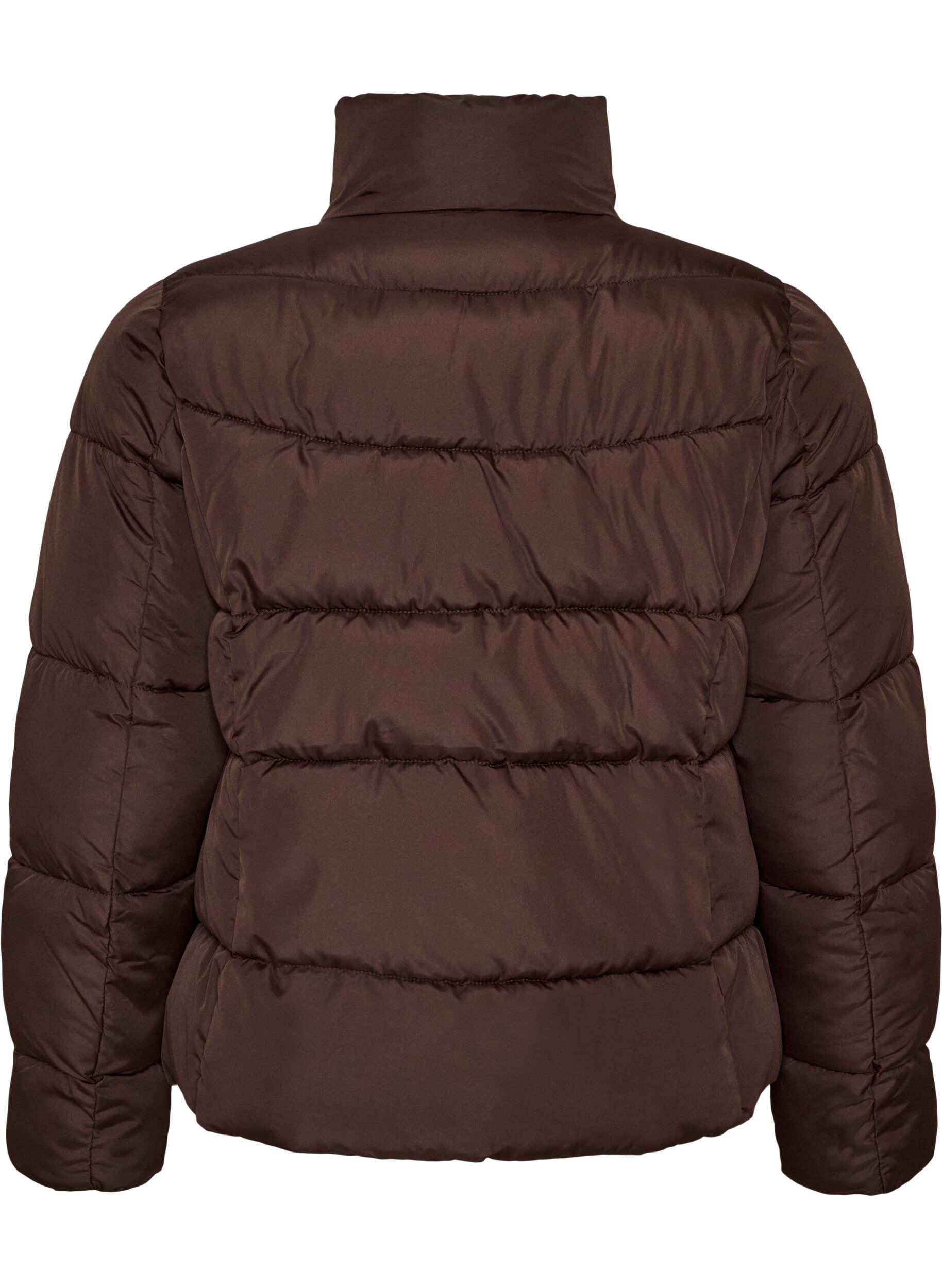 ZizziKort pufferjacka med h&ouml;g krage, Brun, Packshot image number 1